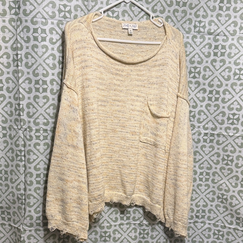 She + Sky Women's Cream Knit Sweater